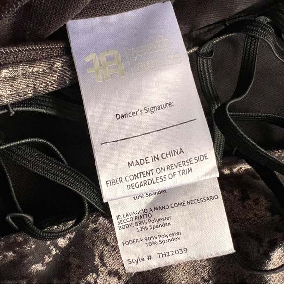 Tenth House Dance Metallic Foiled Ruffle Leotard Performance Stage Costume Black - Picture 3 of 13